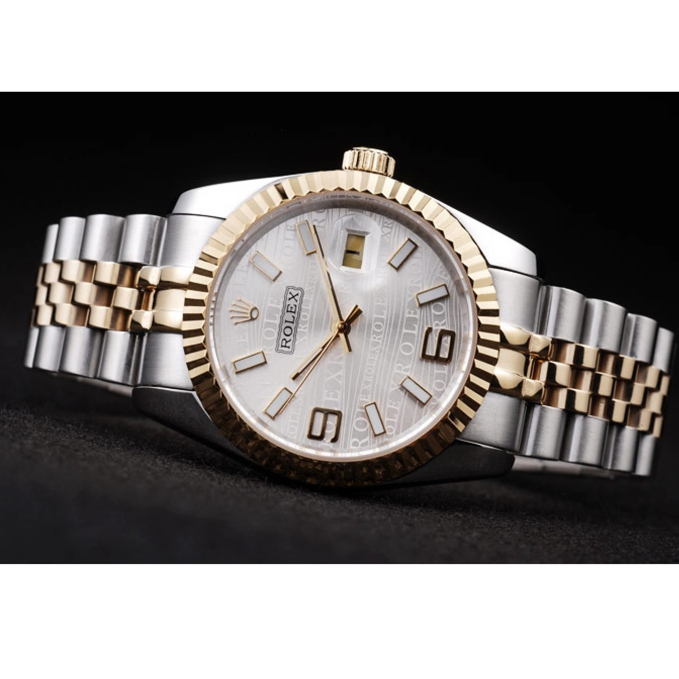 AAA replica watch DateJust Silver Dial Rolex 18k Stainless Plated Tone Gold Steel 98084 Two 0719